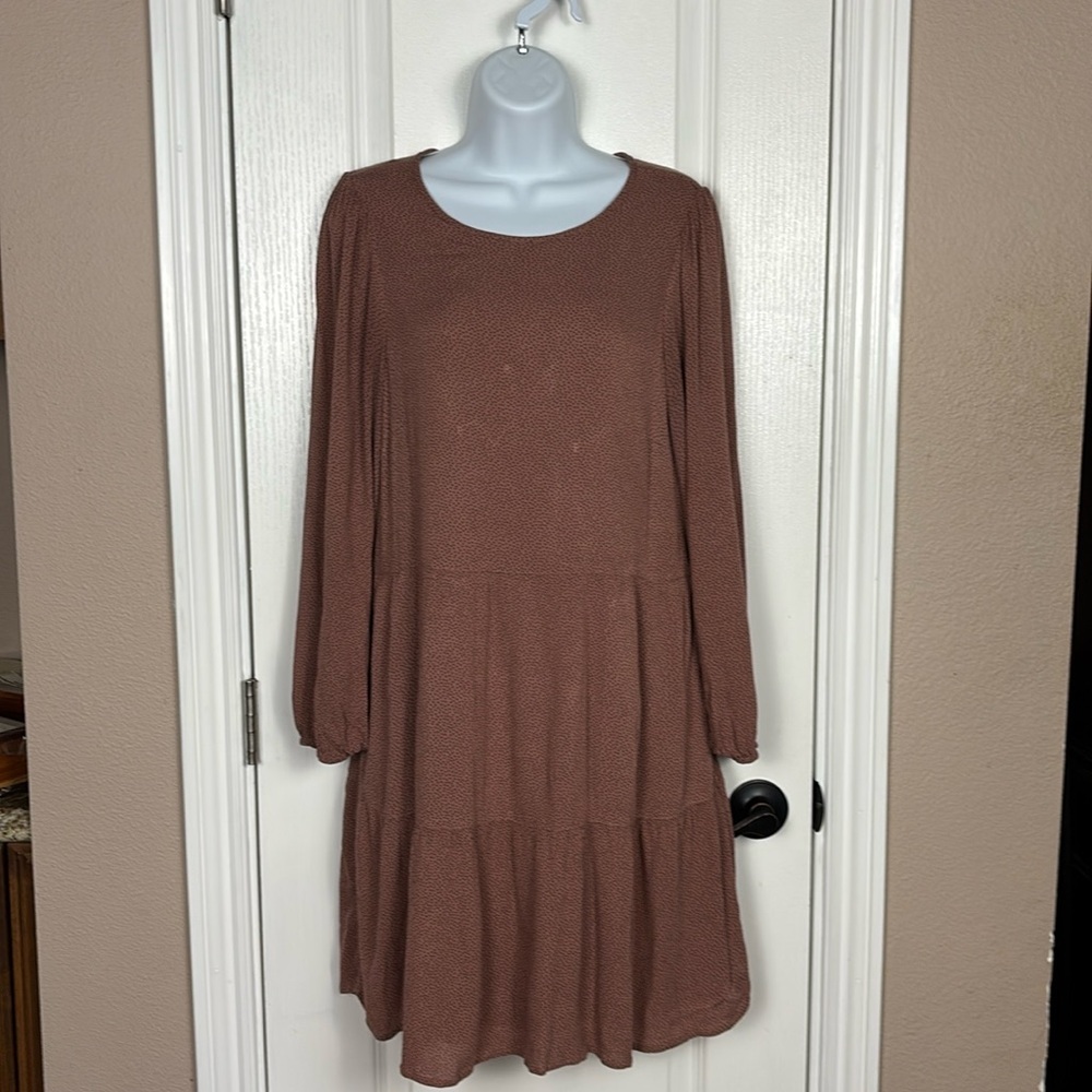 Abercrombie & Fitch Women's Long‎ Sleeve Round Neck Tiered Lined Pull Over Dress